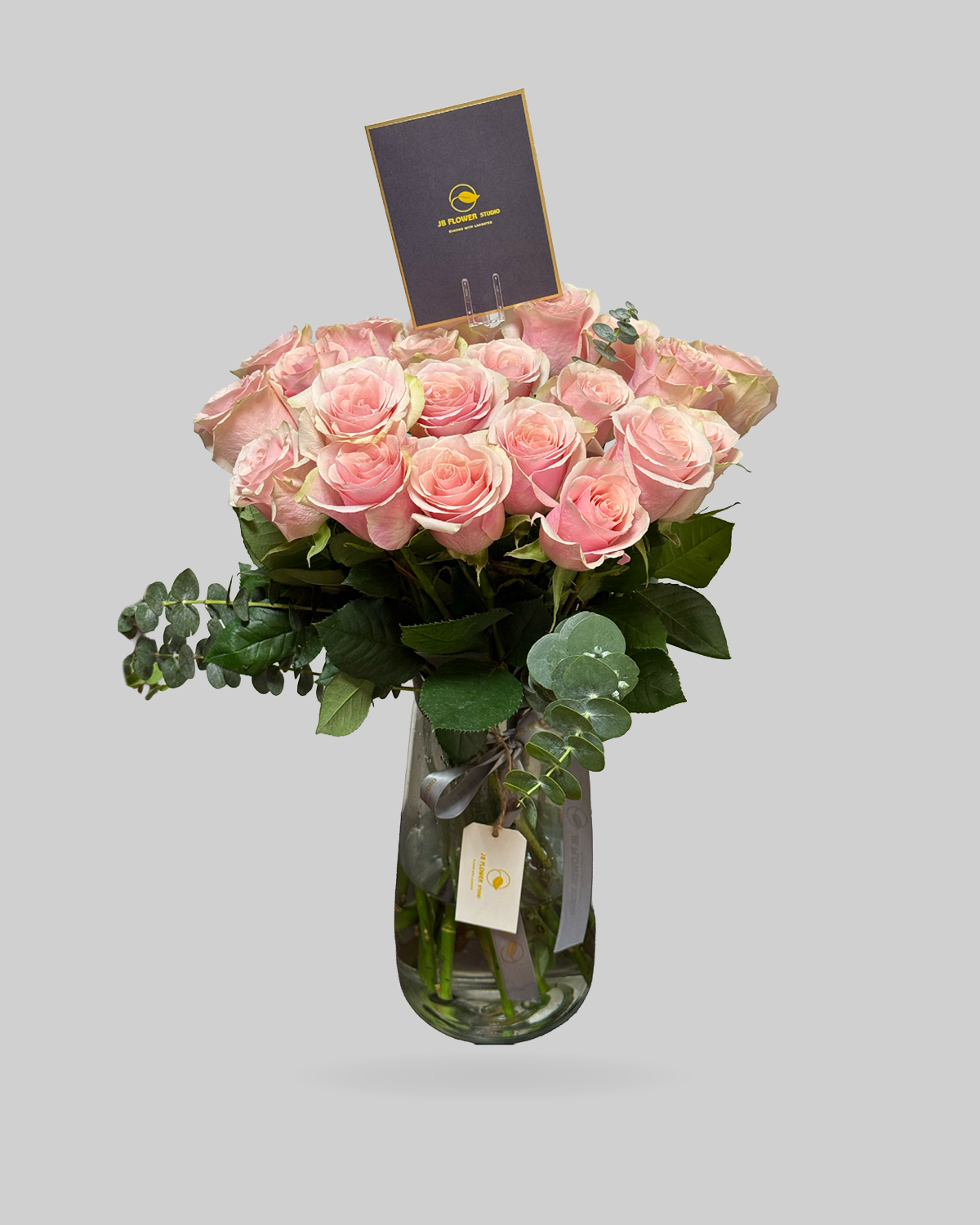 Elegant Pink Rose Glass Vase Arrangement