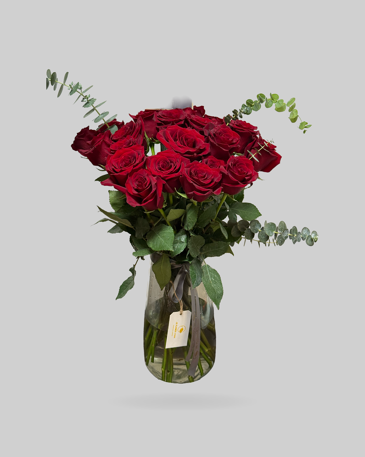 Classic Red Rose Glass Vase Arrangement