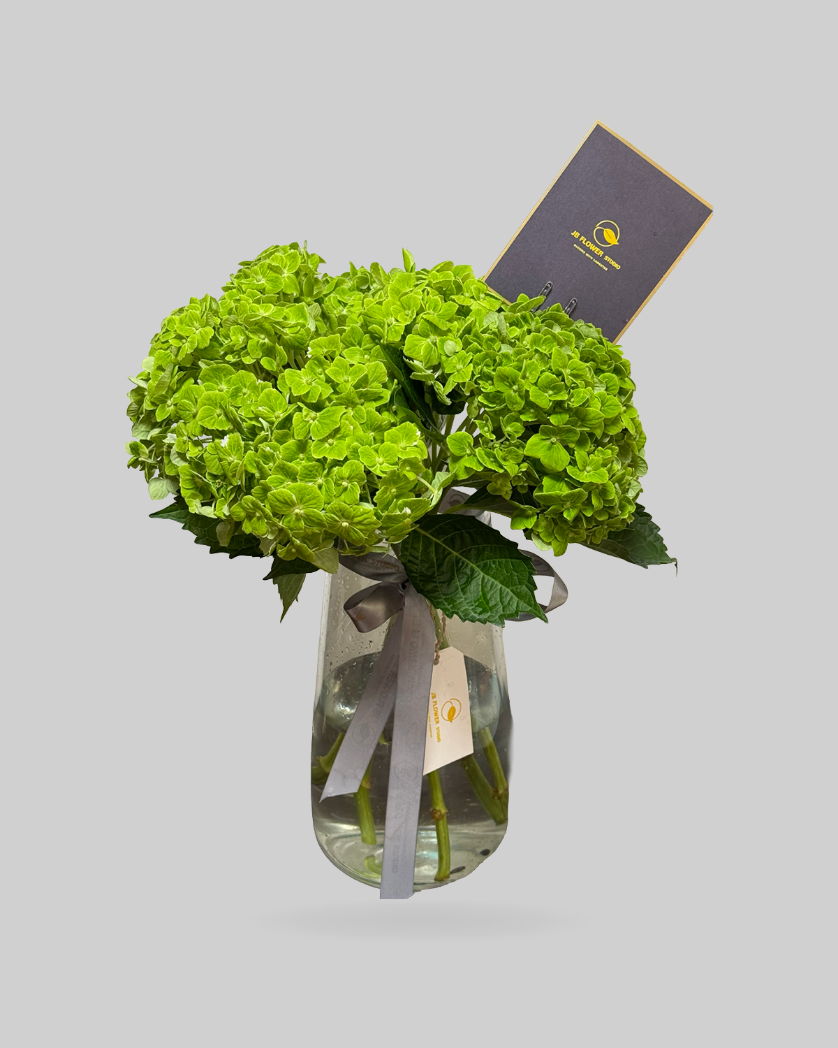 Emerald Green Hydrangea Glass Vase Arrangement