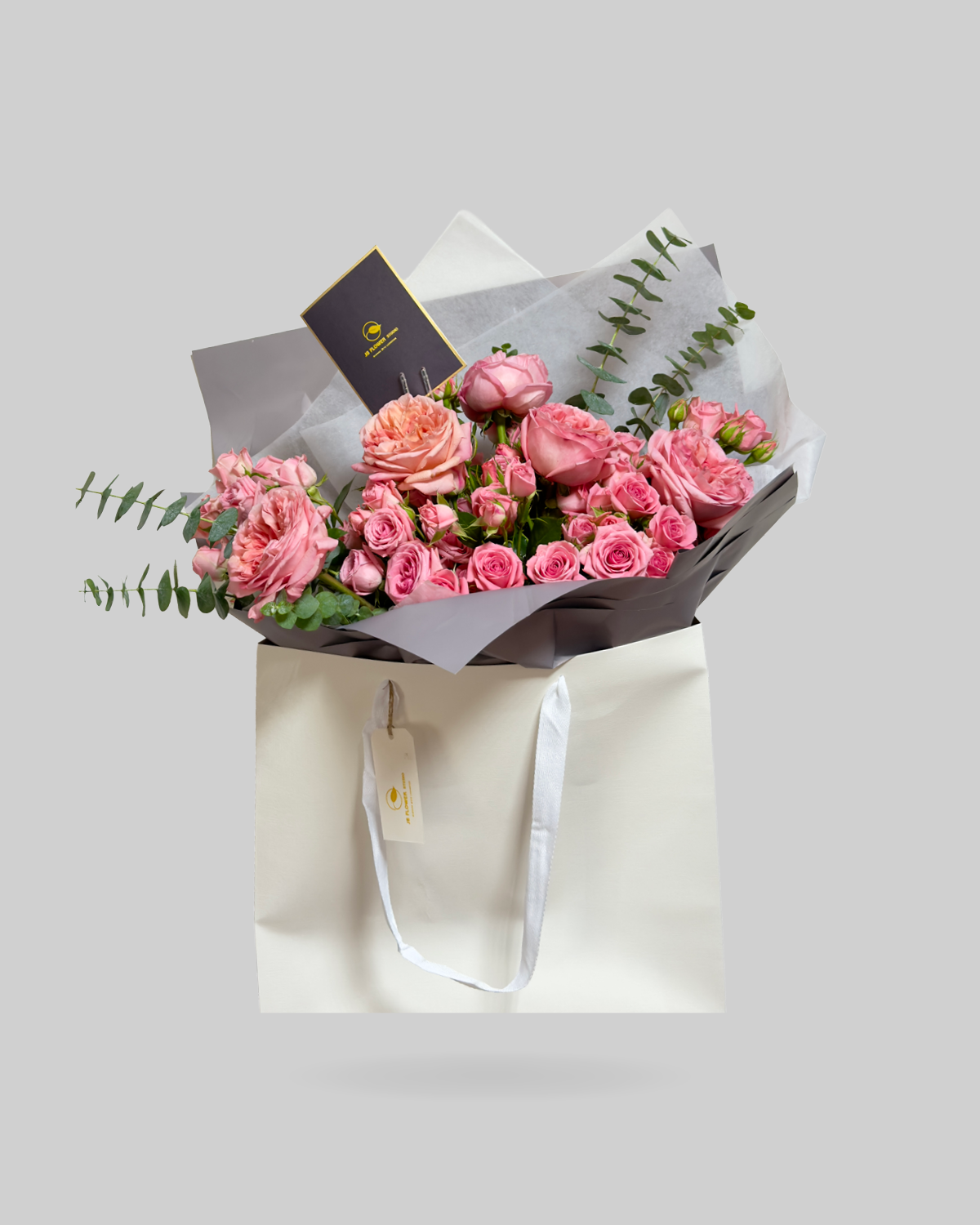 Mixed Pink Rose Paper Bag Size