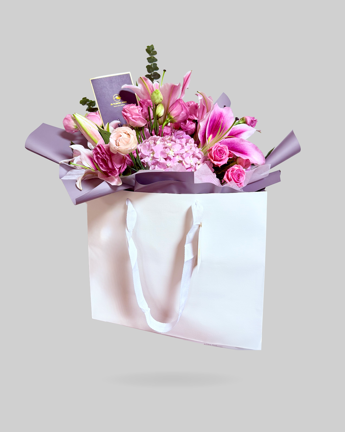Blush and Lilac Lily Paper Bag Size