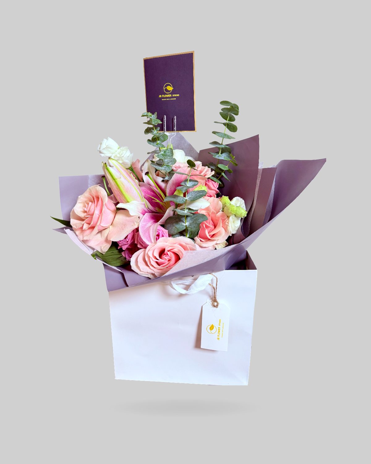 Mixed Rose and Lily Paper Bag Size
