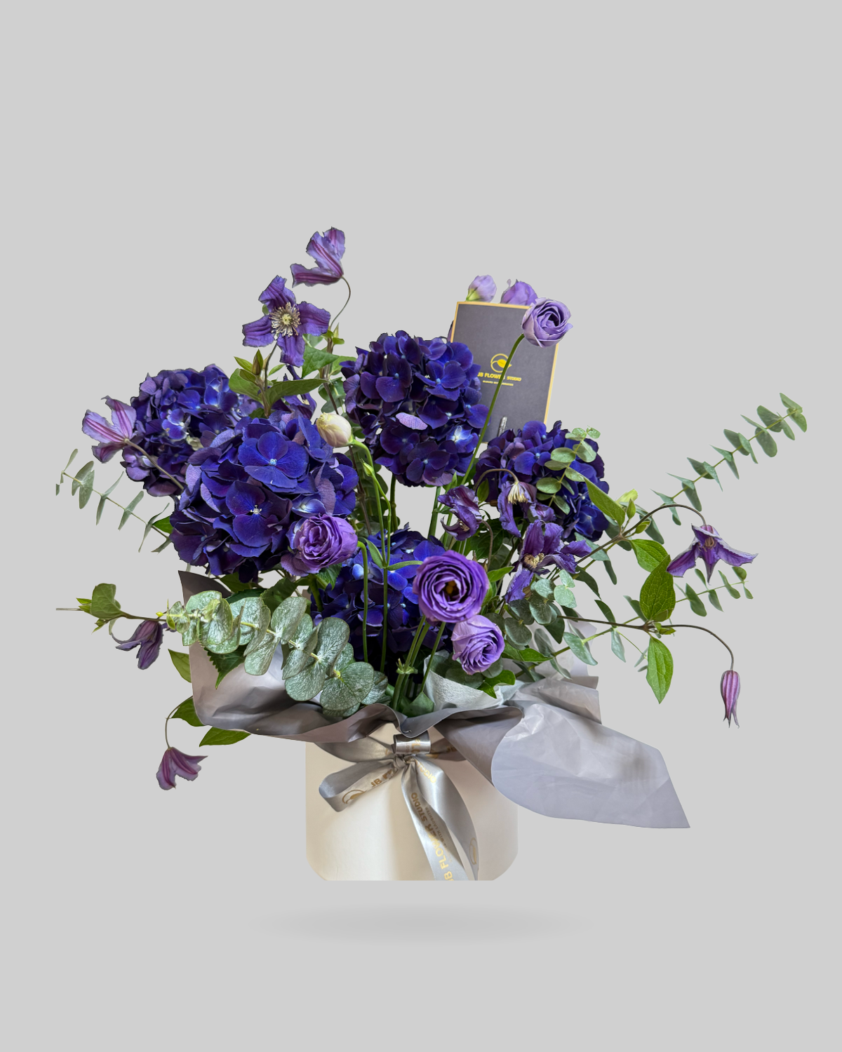 Regal Purple Hydrangea Round Box Arrangement