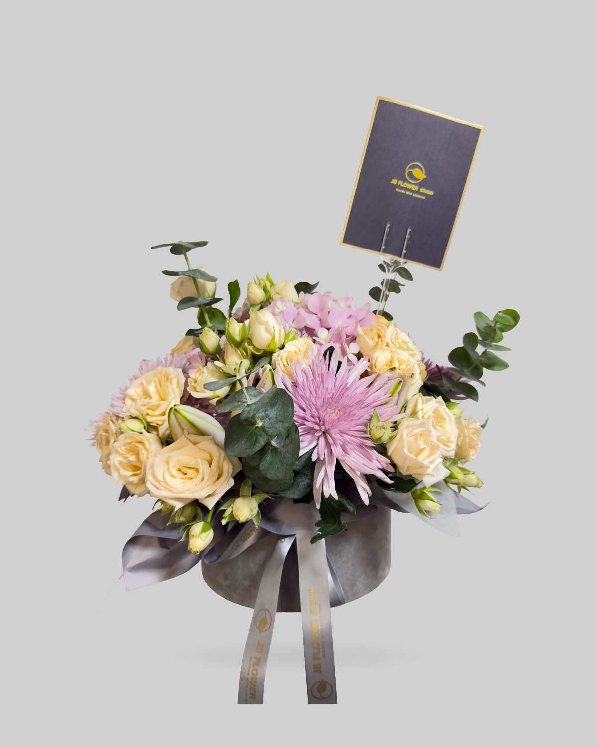 Pink and Peach Mixed Floral Round Box Arrangement